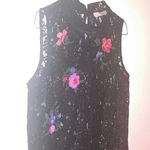NWT - lace sheer embroidered tank